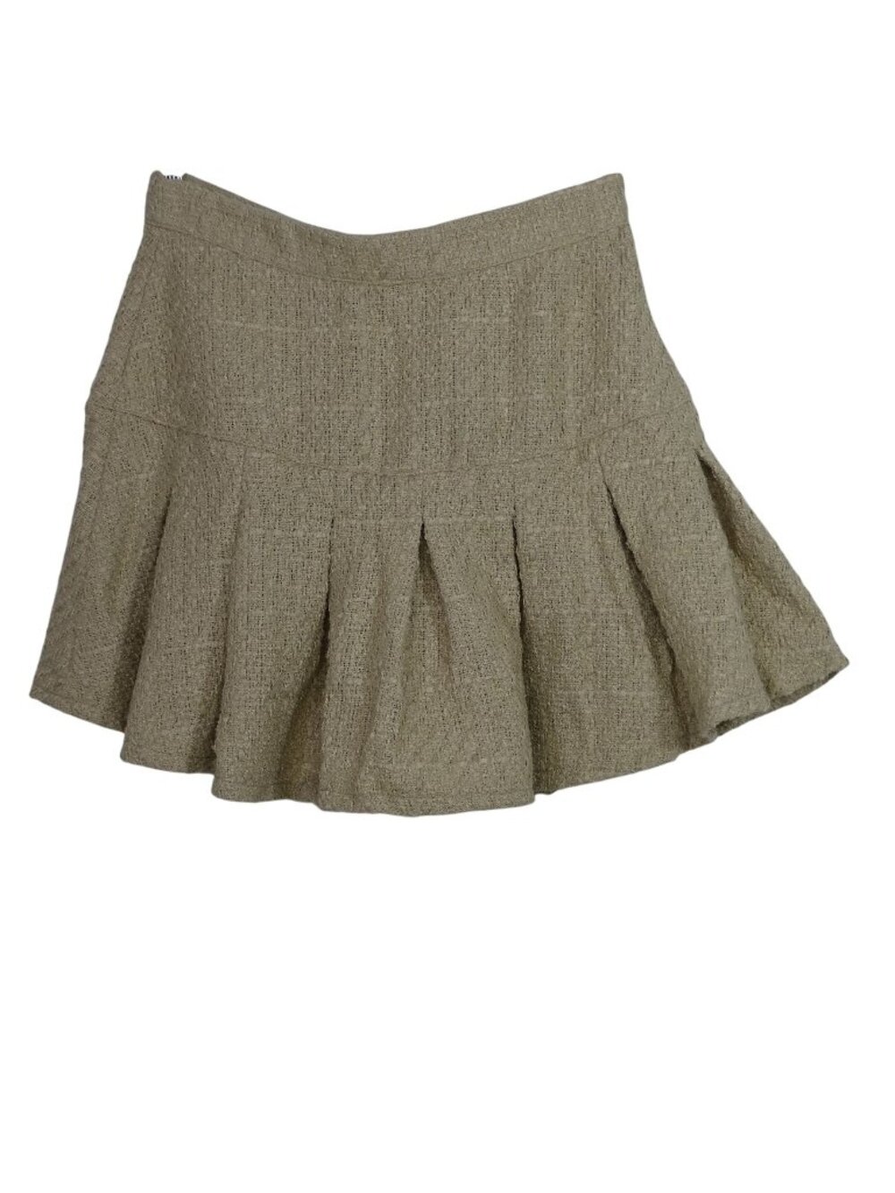 Kendall and Kylie Textured Tan Flare Pleated Mini Skirt Women Size L FLAW